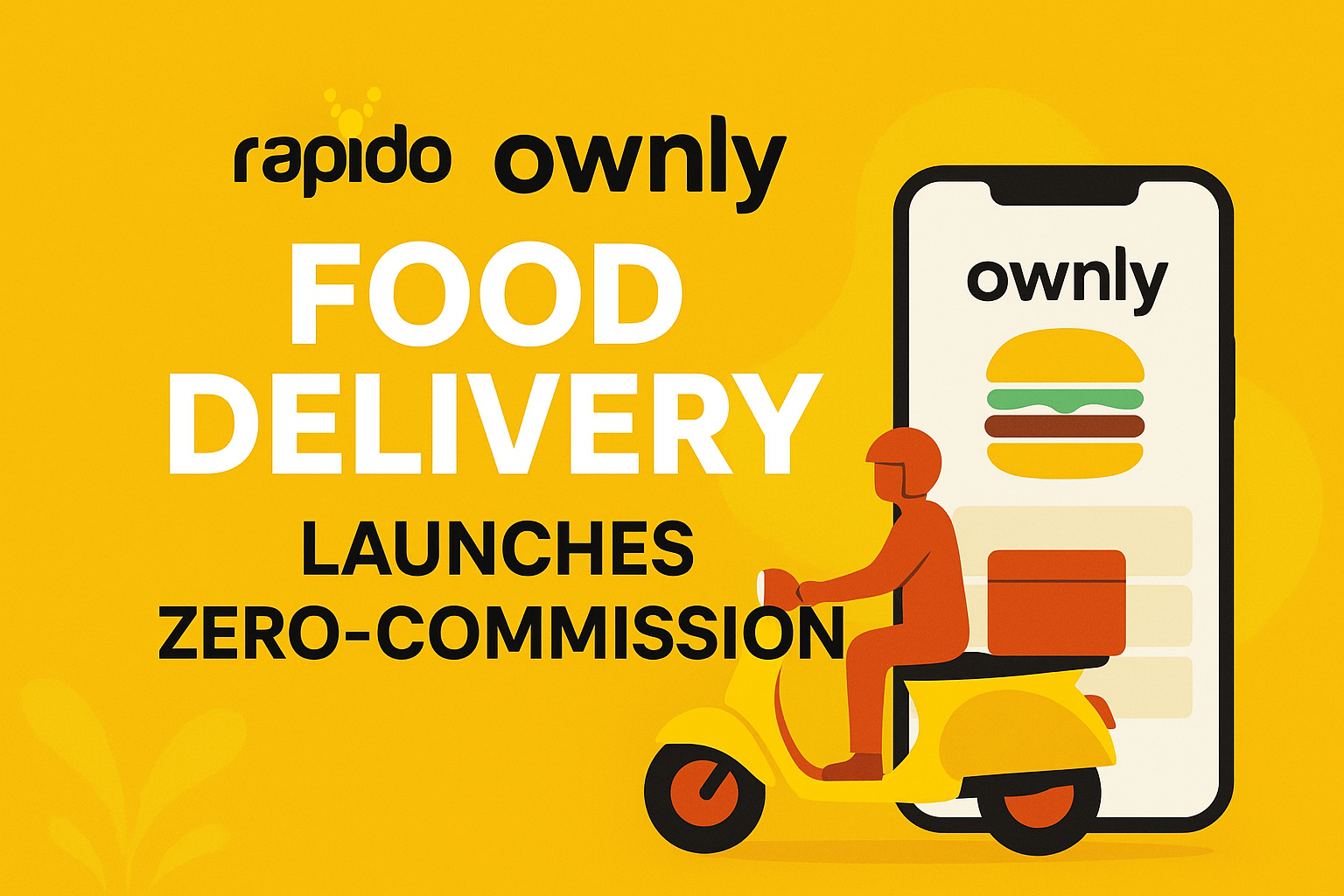 Rapido Ownly Food Delivery launch in Bengaluru zero commission model