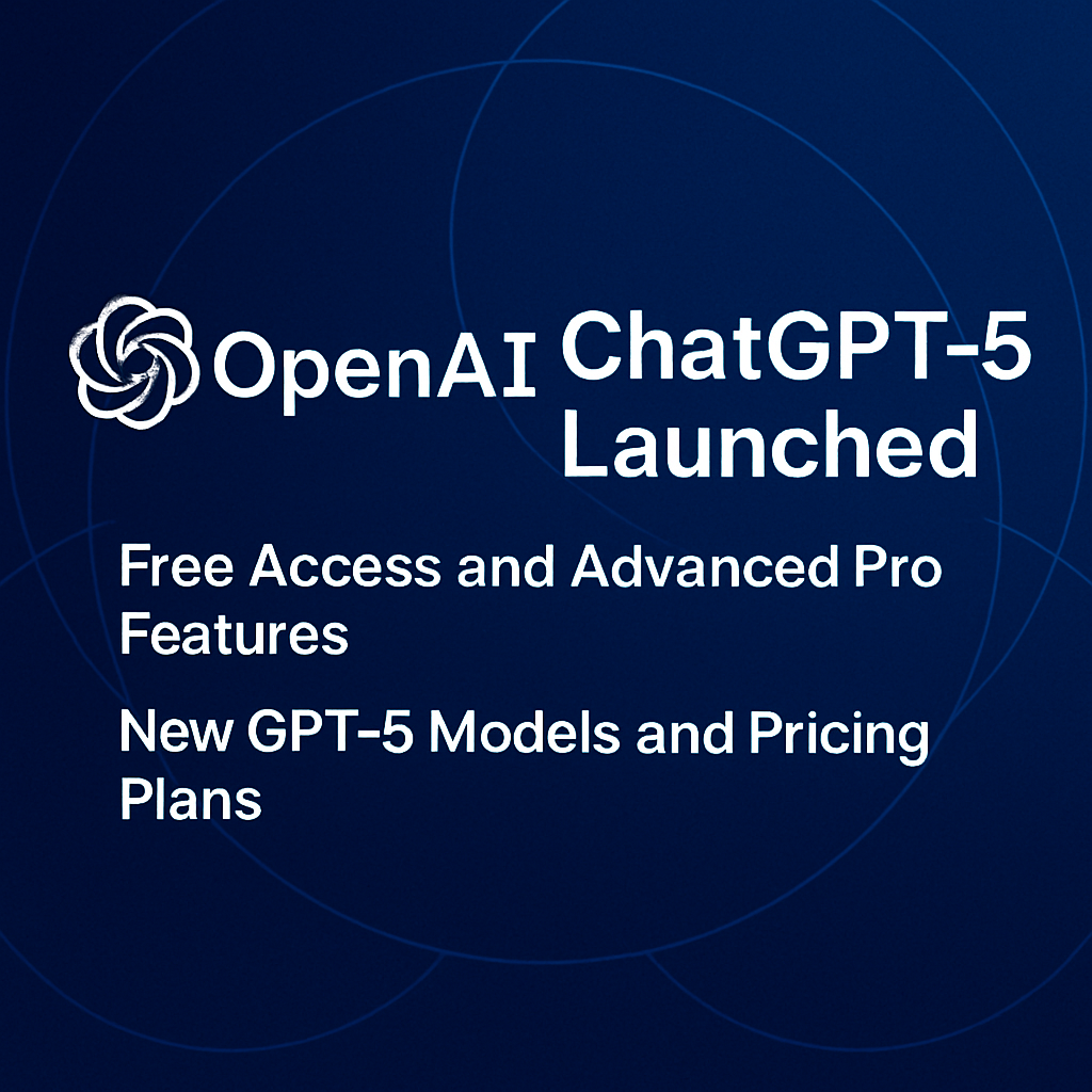 OpenAI ChatGPT-5 launch announcement with AI technology interface